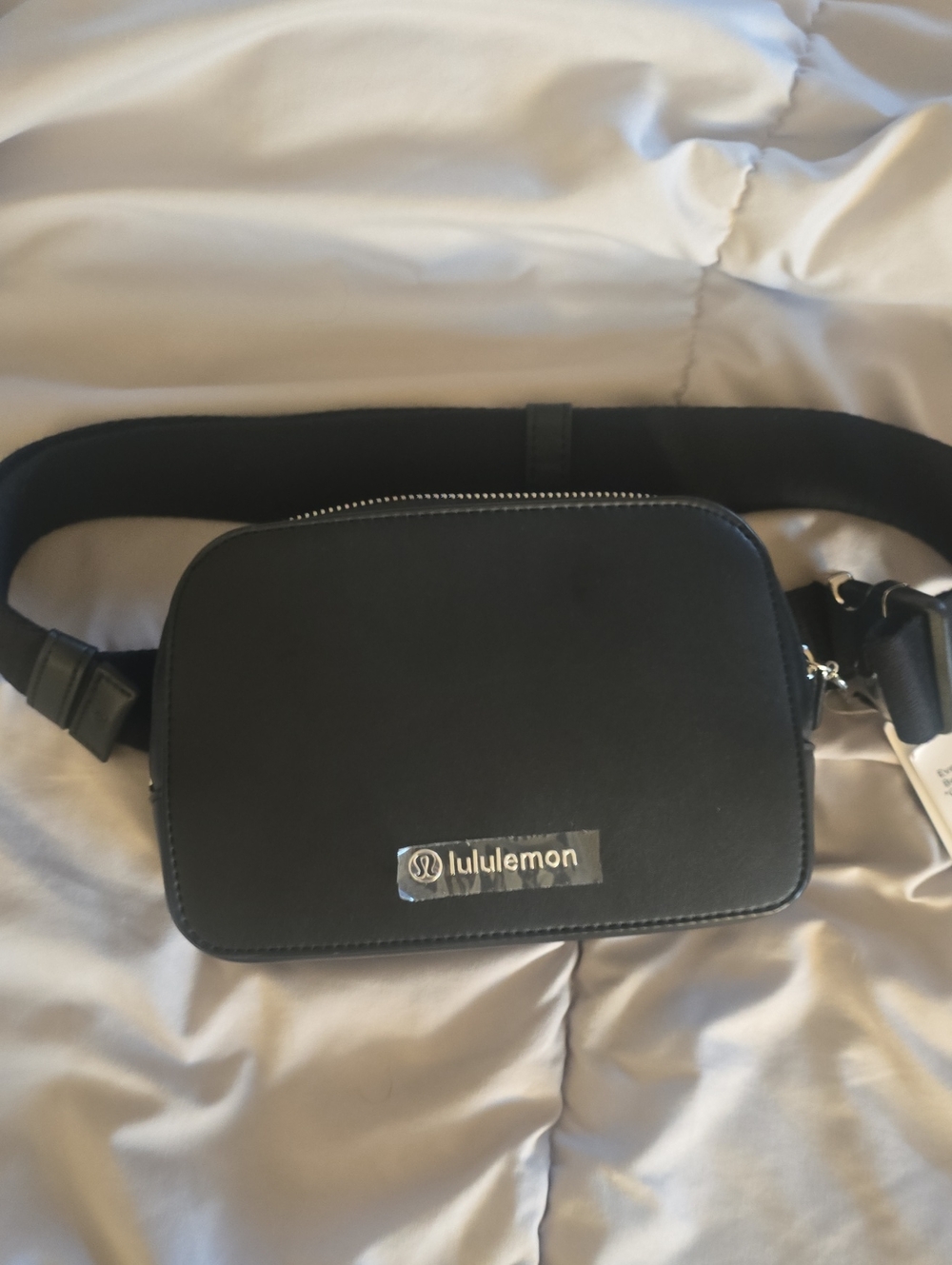 lululemon athletica Cactus Leather Black Belt Bag with Silver Logo Plate